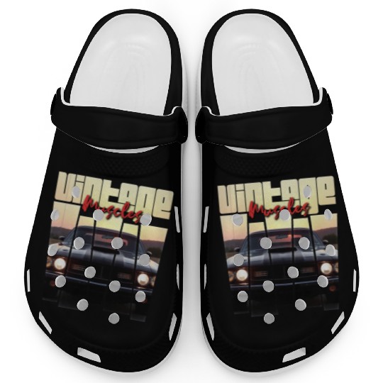 Vintage Muscle Car Sunset Poster Retro American Clogs