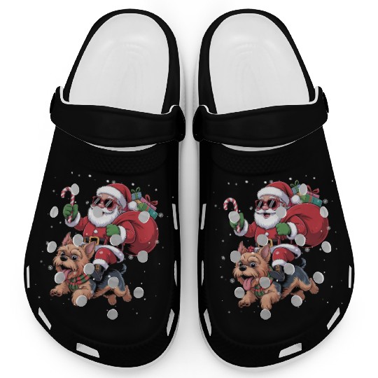 Santa Claus Yorkie Dog Christmas In July Clogs