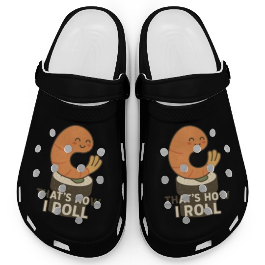 Cute Sushi Shrimp Roll Illustration Clogs
