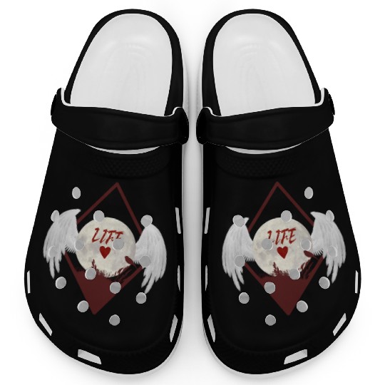 Moonlit Heart with Angel Wings (LIFE) Clogs