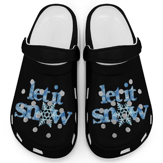 LET IT SNOW blue snowflakes winter wonderland xmas Clogs