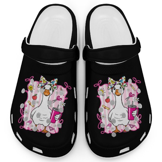Cute Goose With Coquette Back To School Clogs