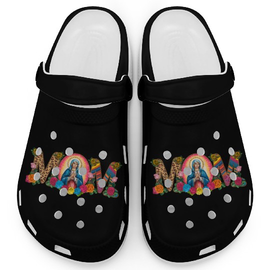 Floral Mom Mother Mary Leopard Rainbow Clogs