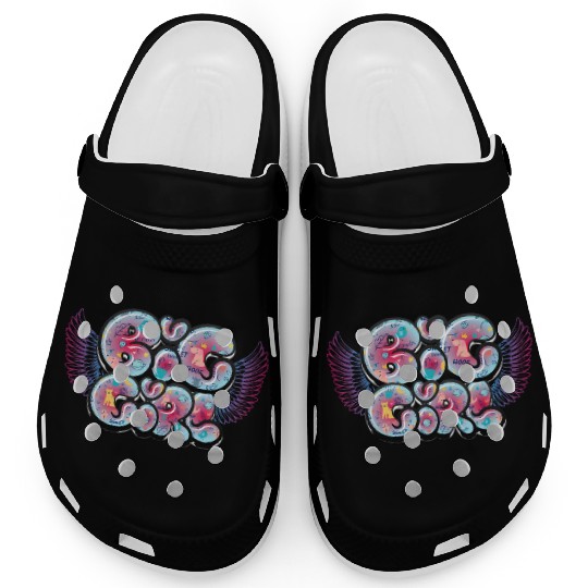 Vibrant Puppy Friends Illustration Clogs