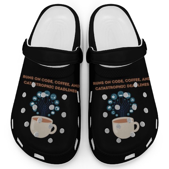Software date engineer runs on coffee Clogs