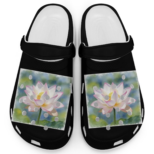 Serene Water Lily Floral Print Clogs