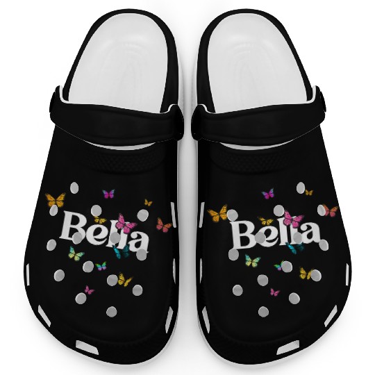BELLA - beautiful girl name with cute butterflies Clogs