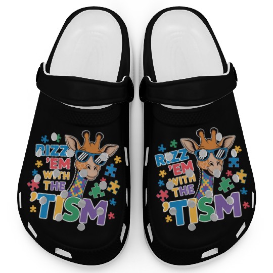 Giraffe with Puzzle Pieces and Sunglasses Clogs