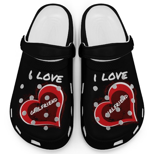 Grunge Style I Love My Girlfriend Heart Design Clogs