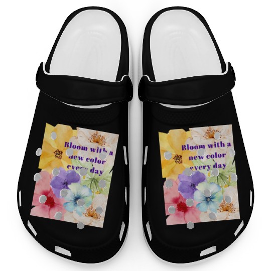Watercolor Floral Bloom Illustration Clogs