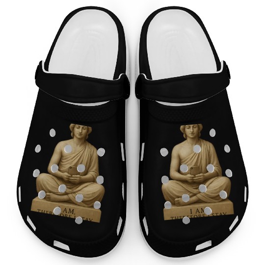 Contemplative Buddha with Smartphone Clogs