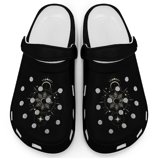 Celestial Mandala Sun and Moon Design Clogs