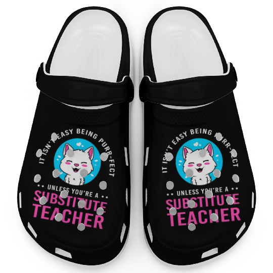 Substitute Teacher Cat Lover Clogs