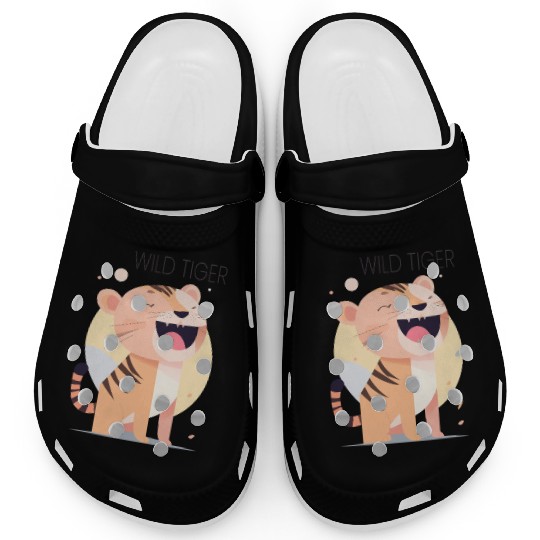 Wild Tiger roar Bauhaus Style Clogs