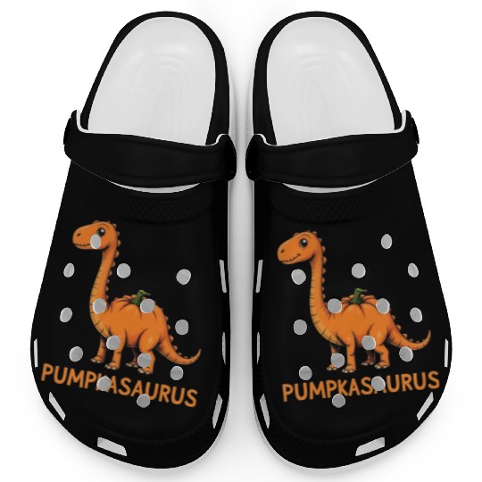 Pumpkasaurus Pumpkin Dinosaur Funny Halloween Clogs