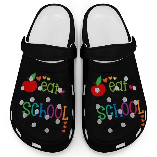 Eat Sleep School Repeat - Funny Student Life Clogs