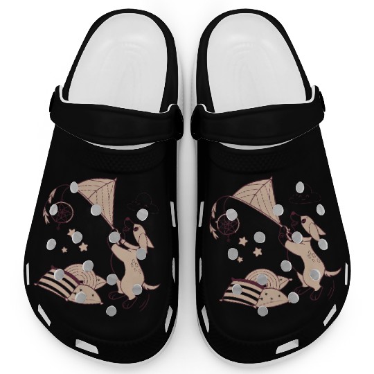Whimsical Dachshund with Dreamcatcher Clogs