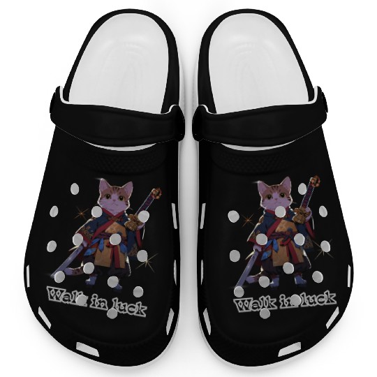 Samurai Cat Illustration for Apparel Clogs