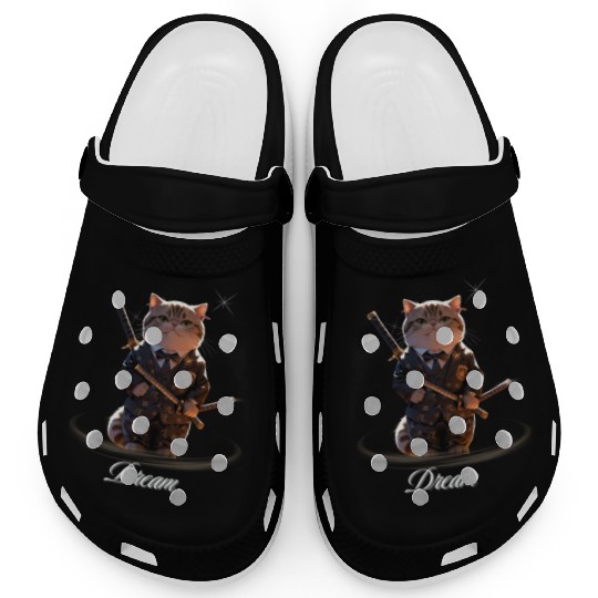 Samurai Cat in Formal Kimono Clogs
