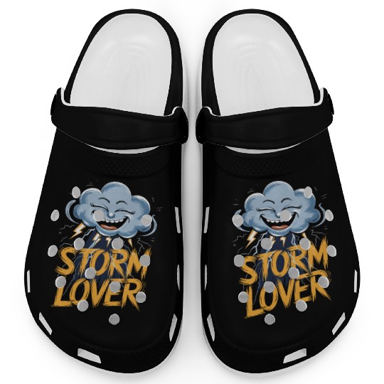 Storm Lover Cloud with Lightning Art Clogs