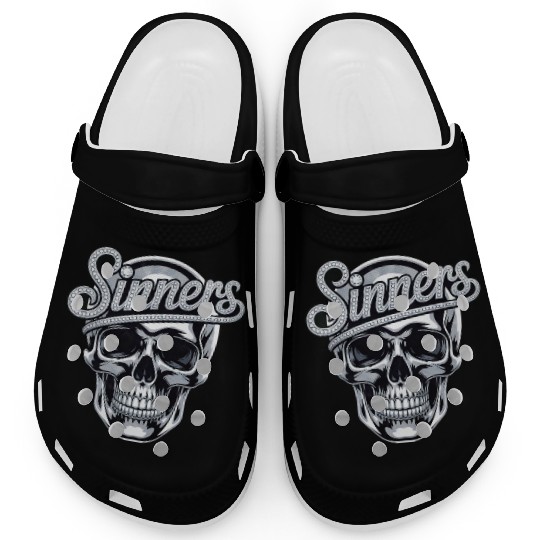 Chrome Skull Sinners Diamond Bling Clogs