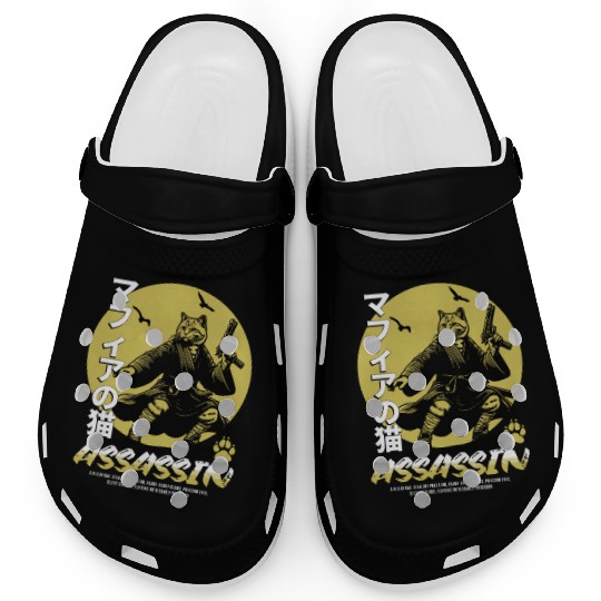 Samurai Cat Martial Arts Illustration Clogs