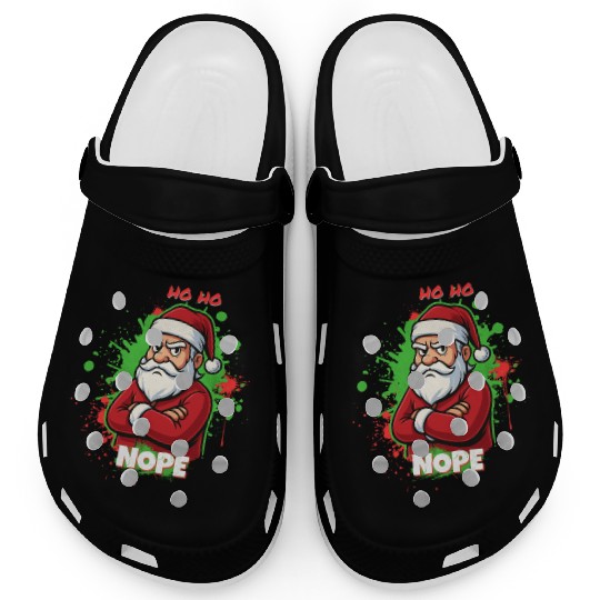 Ho Ho Nope – Grumpy Santa Art Clogs