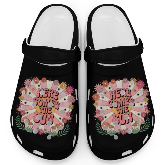 Here Comes The Sun Flowers Abstract Art Lover Clogs