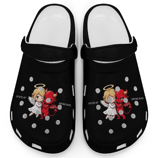 Heavenly Angel vs Devil Cartoon Design Clogs