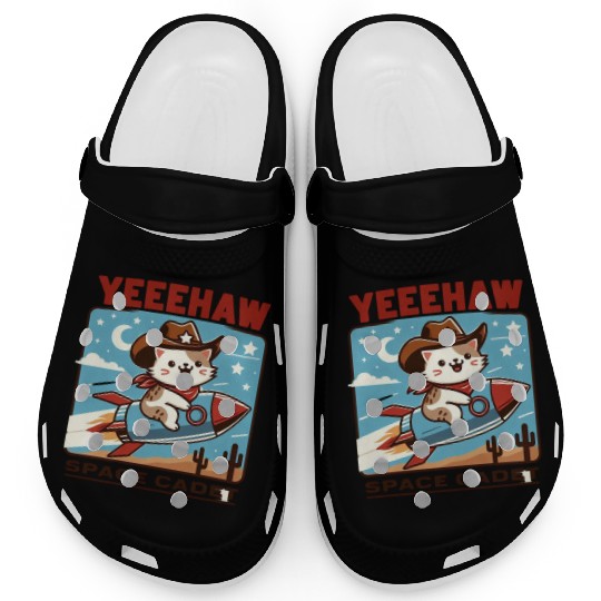 Space Cowboy Cat Rocket Clogs
