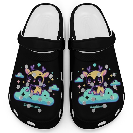 Whimsical Sagittarius Zodiac Deer Clogs