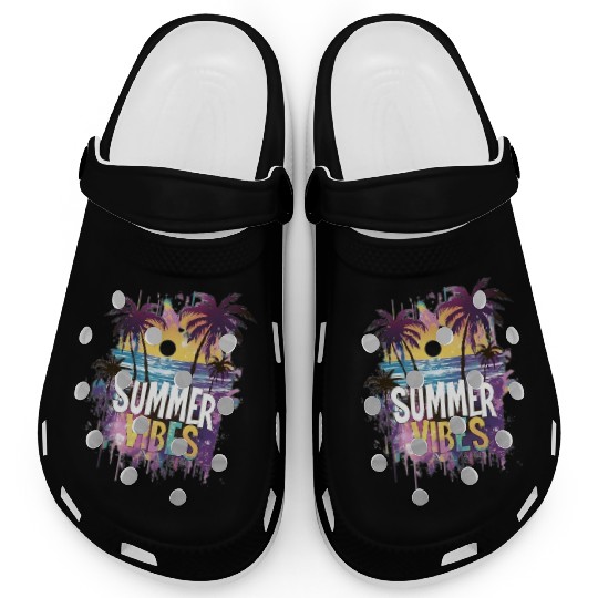 Tropical Sunset Summer Vibes Design Clogs