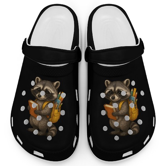 Cute Raccoon Kids First Day School Student Teacher Clogs