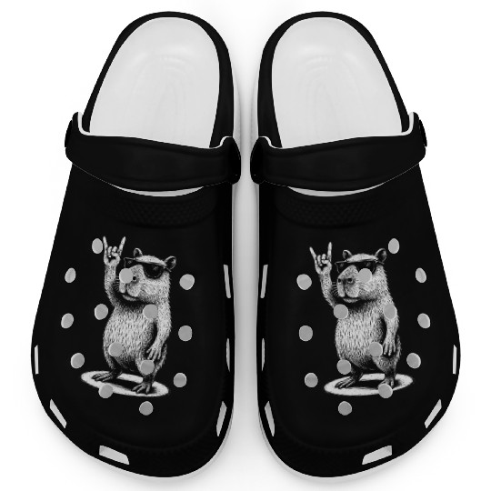 Retro Capybara Rock and Roll Music Capybara Lovers Clogs
