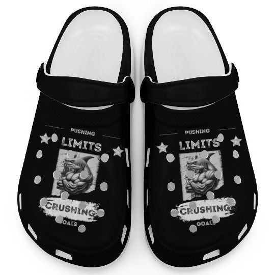 PUSHING LIMITS – Ripped Shark Gym Design Clogs