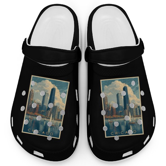 Chicago Skyline with Sailboats Clogs