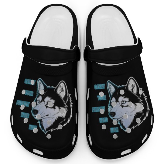 Furry Wolf Fursona – Carry Your Fursuit Head High Clogs