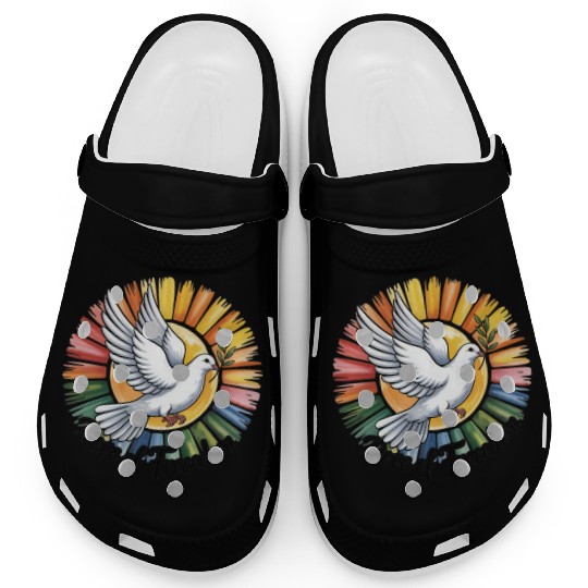 Peaceful Dove with Olive Branch Design Clogs