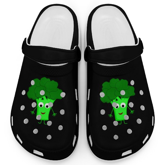 Whimsical Broccoli Character Design Clogs