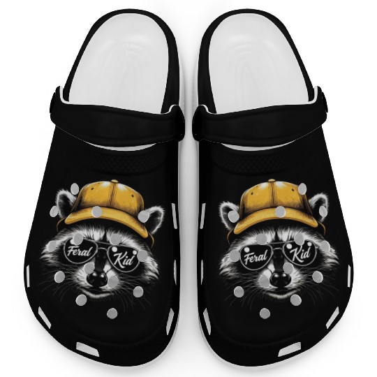 Feral Kid Animal Cartoon Design Clogs
