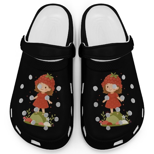 Cute Raspberry Girl Illustration Clogs