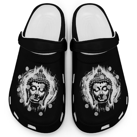 Serene Buddha Head Silhouette Clogs