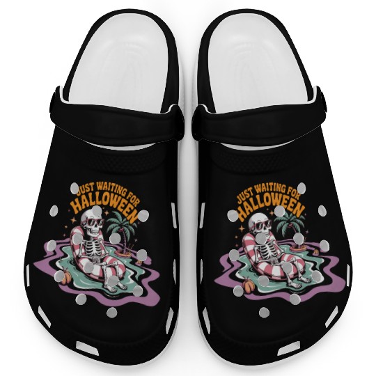 Chill Skeleton Halloween Vibes Clogs