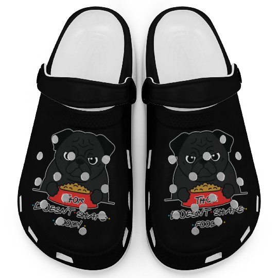 Grumpy Pug with Food Bowl Clogs