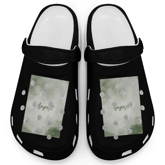 August Watercolor Pastel Typography Clogs