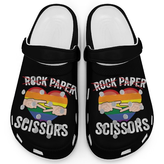 Funny Rock Paper Scissors LGBTQ LGBT Community Clogs