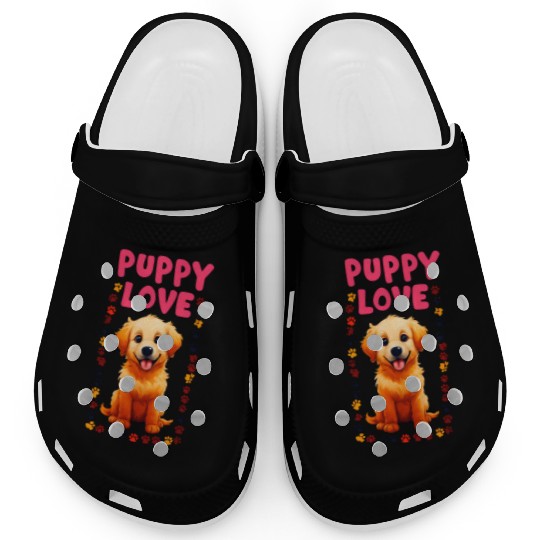 Cute Puppy Love Illustration for Apparel Clogs