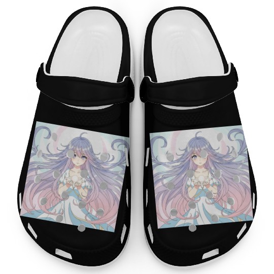 Ethereal Fantasy Girl with Flowing Hair Clogs