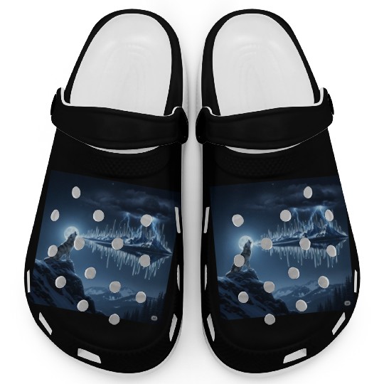 Mystic Mountain Wolf Sound Wave Clogs