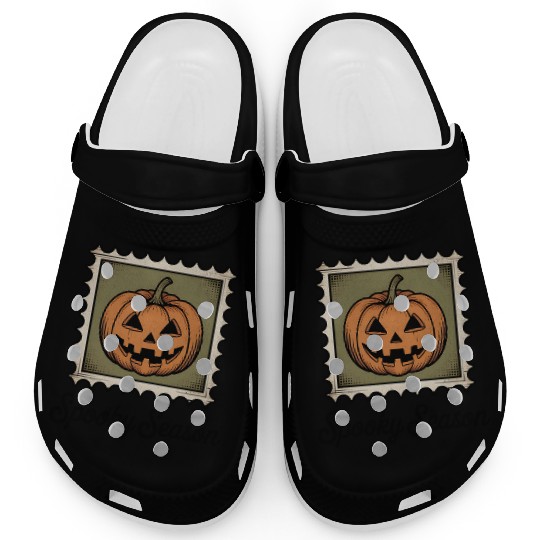 Spooky Season Pumpkin Stamp Design Clogs